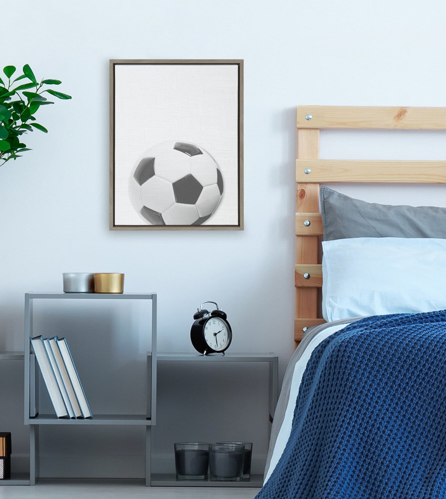 Vintage Soccer Ball Framed Canvas Wall Art