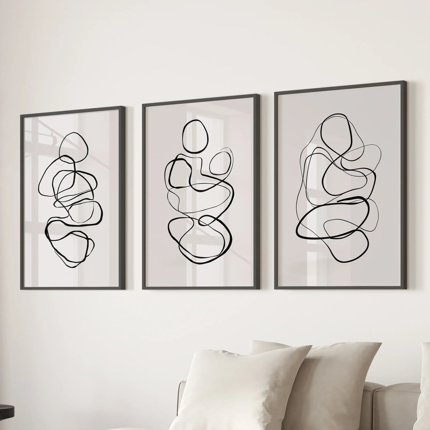 Abstract Figure Line Art Wall Art Set of 3 Minimalist Prints