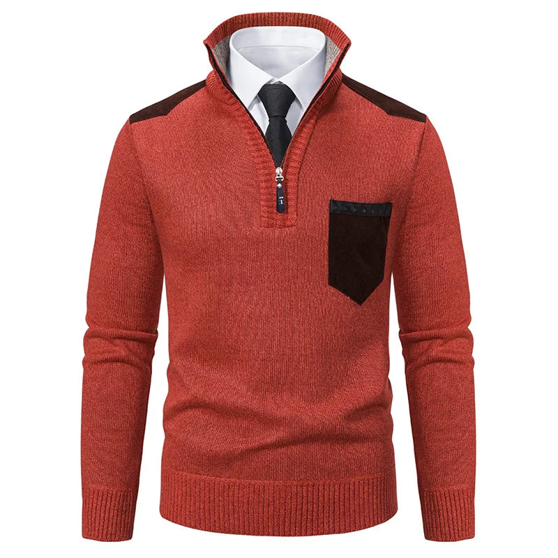 orange fleece lined pullover for men

