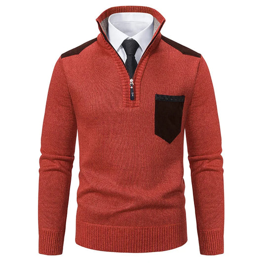 orange fleece lined pullover for men
