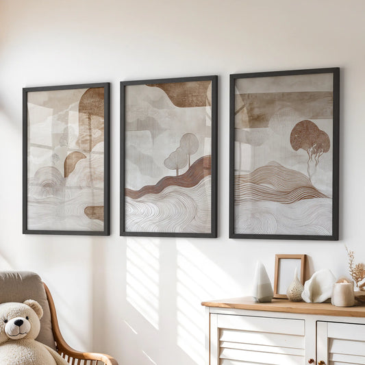 Wabi Sabi Earth Tone Landscape Wall Art Set of 3