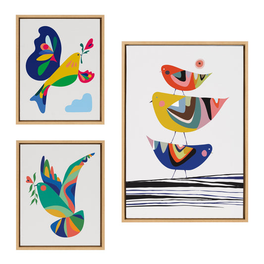 Family tree bird of peace and peace dove framed canvas wall art set