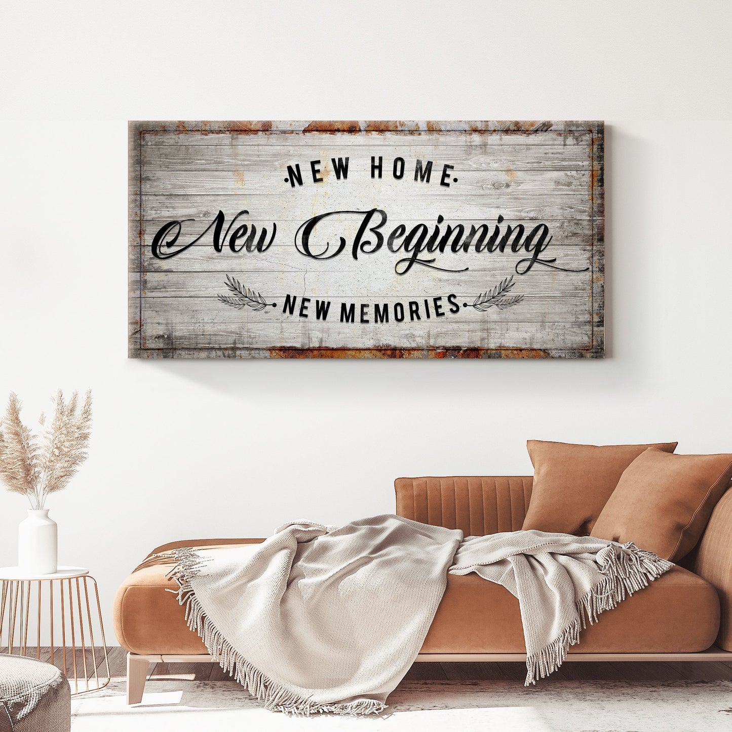 New Home New Beginning Canvas Sign