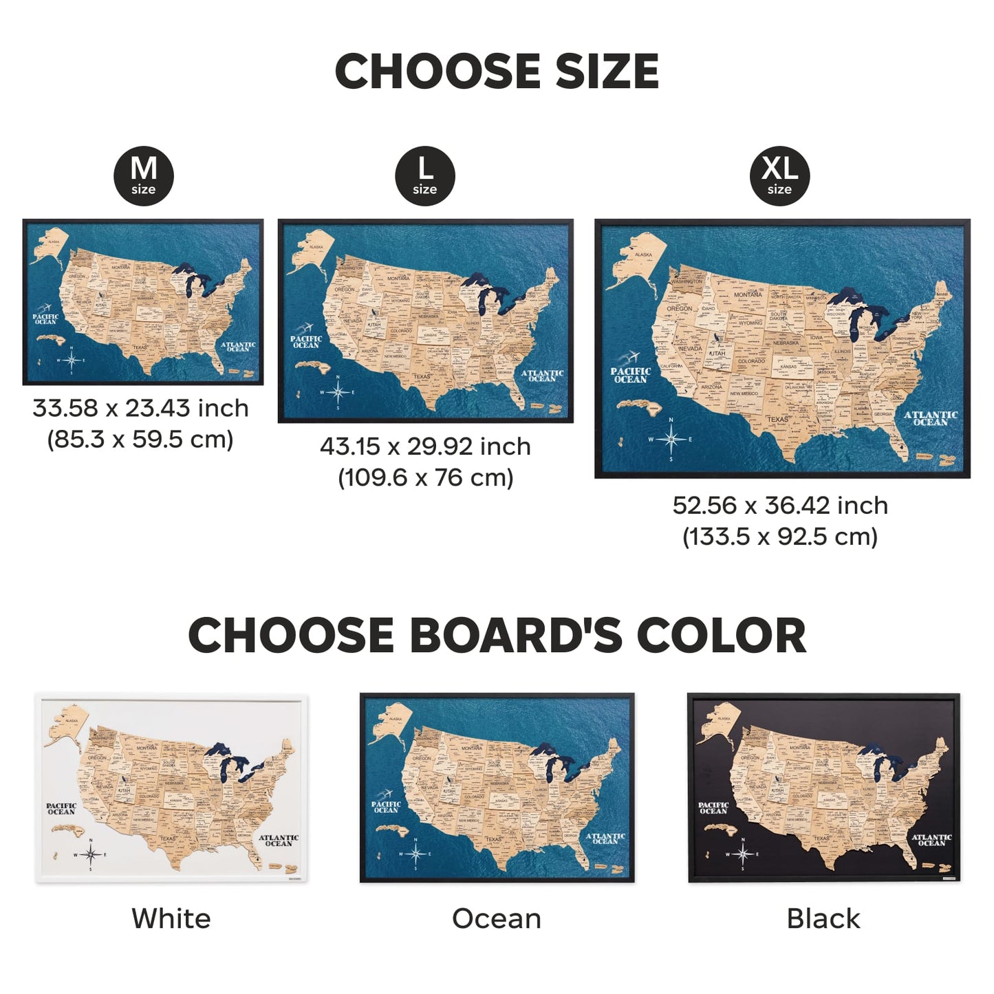 Wooden USA Map Wall Art - Gold
