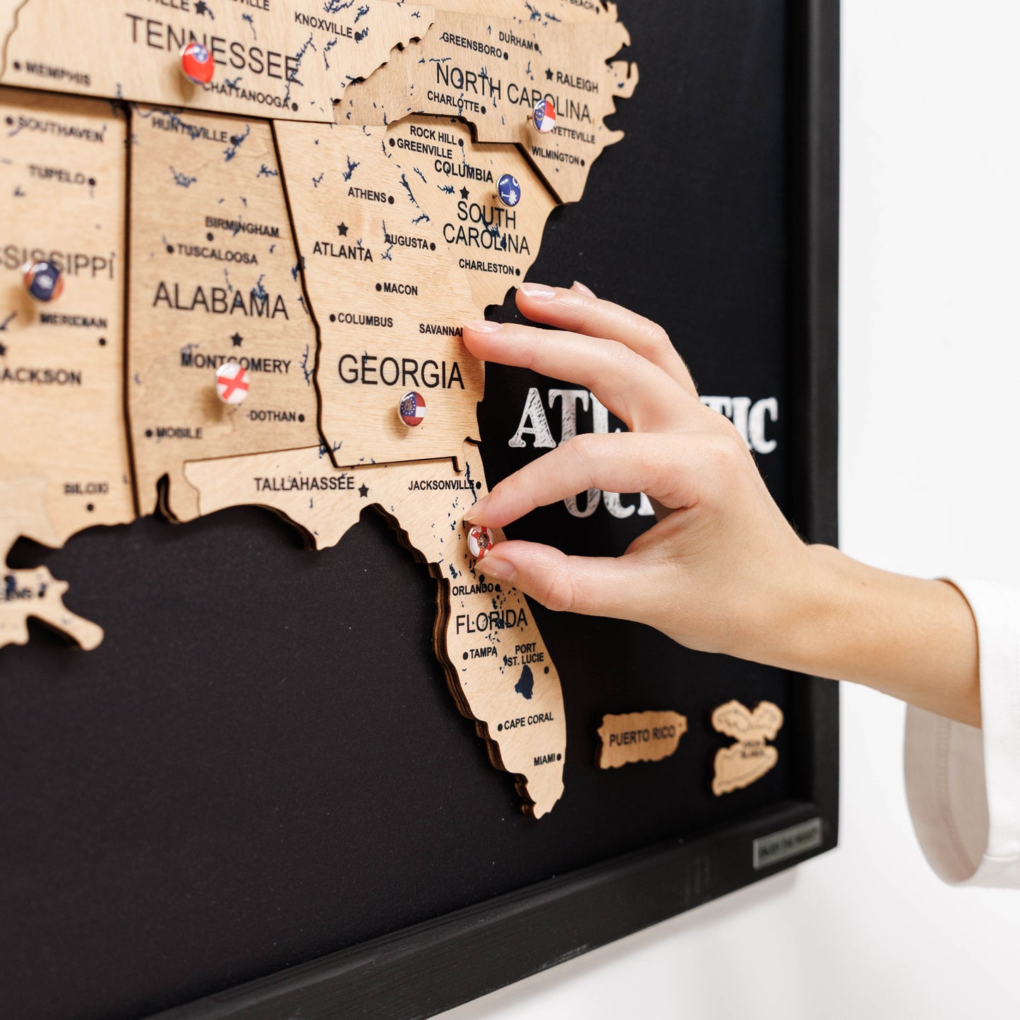 Wooden USA Map Wall Art - Gold