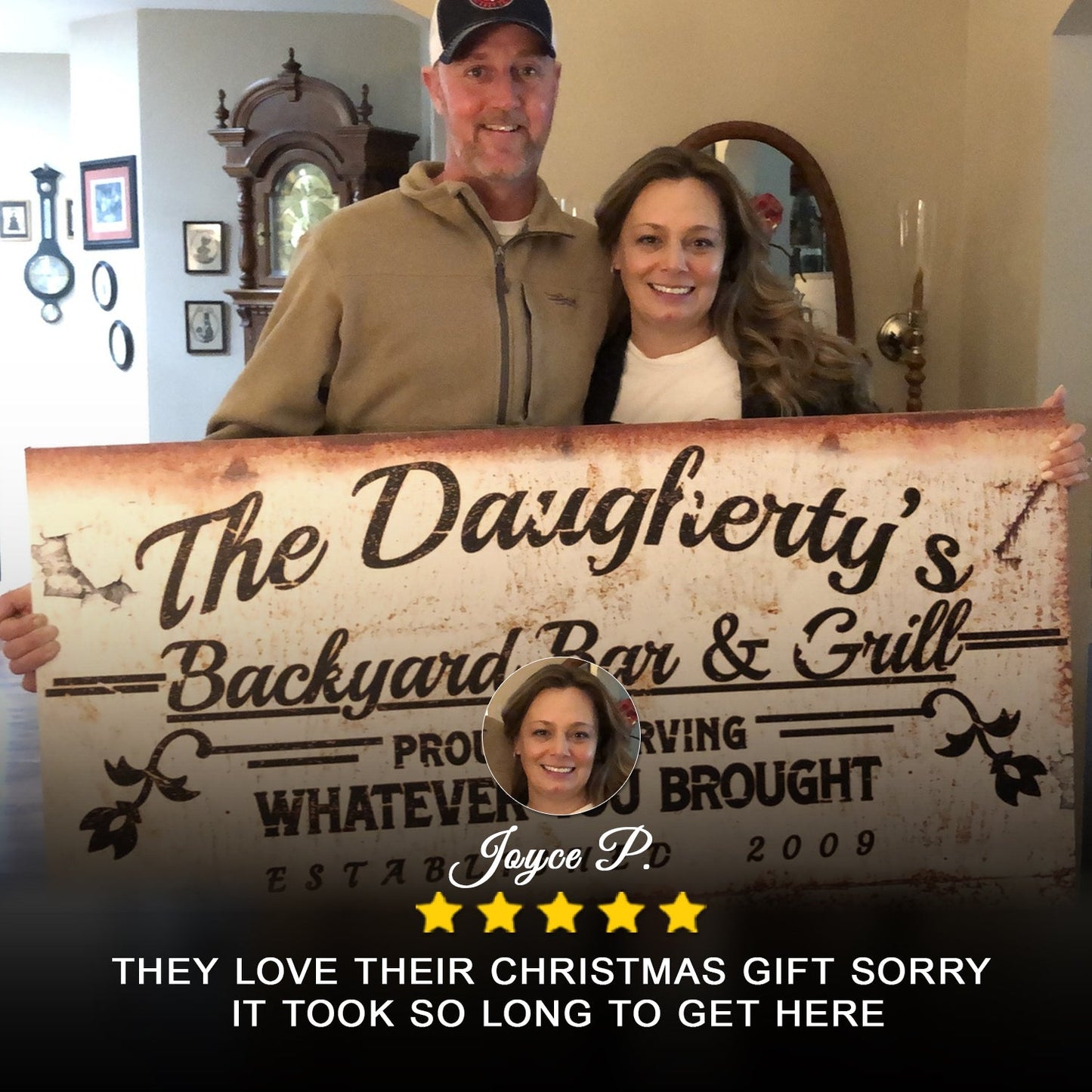 Backyard Bar and Grill Sign Personalized Canvas Wall Art