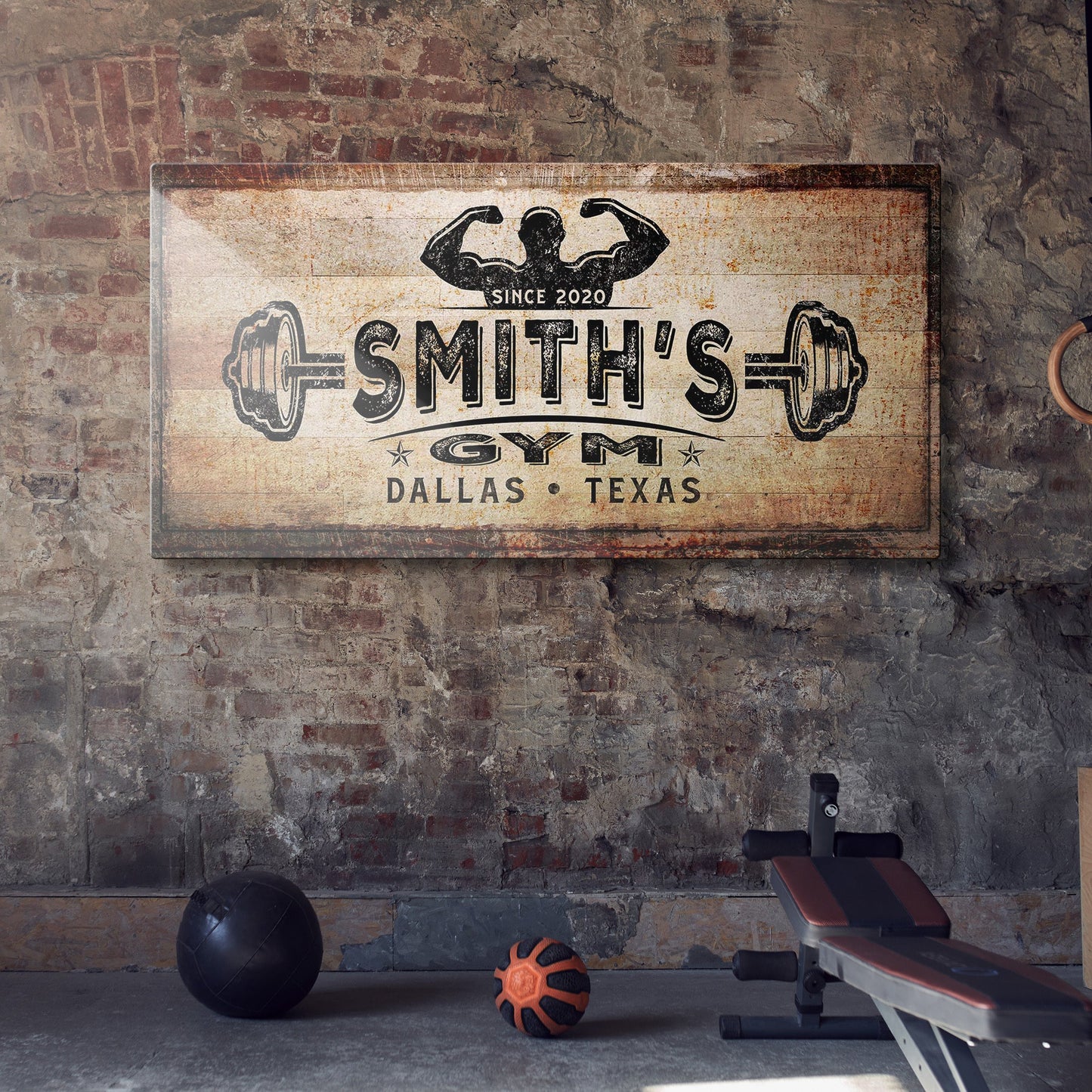 Gym Sign Personalized Motivational Canvas Wall Art