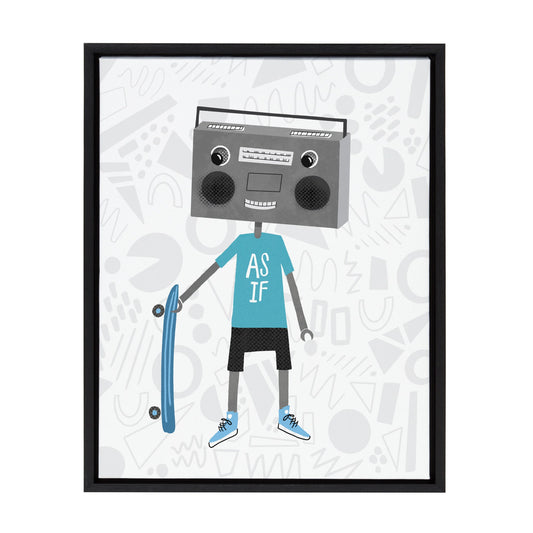Sylvie Boom Box Boy 2 Framed Canvas by Molly Fabiano, Black 18x24