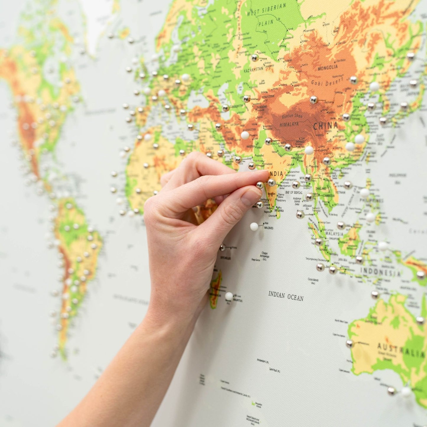Framed World Map Canvas Wall Art