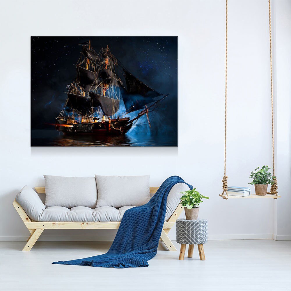 Pirate Ship Dark Sea Battle Canvas Wall Art