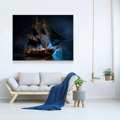 Pirate Ship Dark Sea Battle Canvas Wall Art
