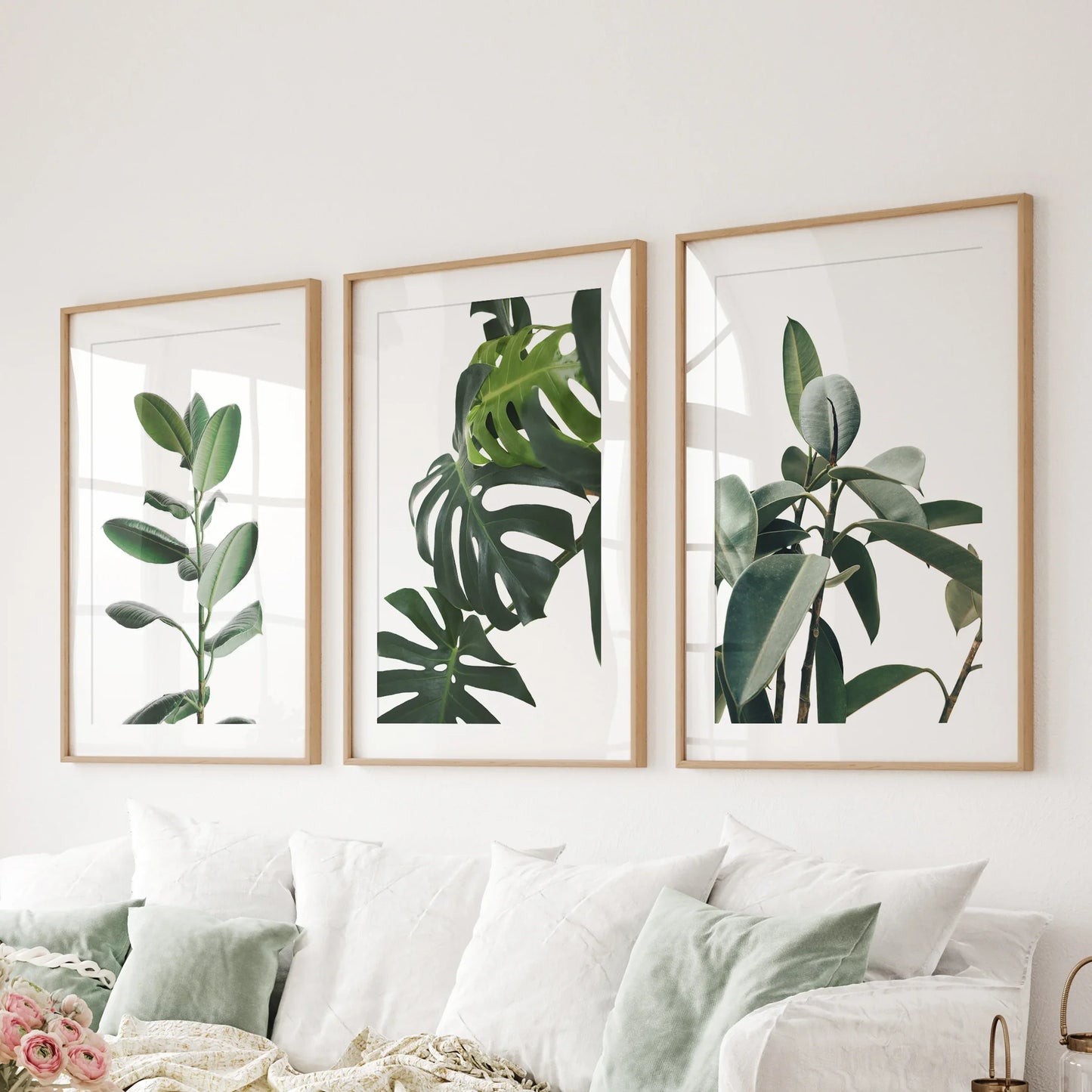 Tropical Botanical Wall Art Set of 3 Monstera Prints