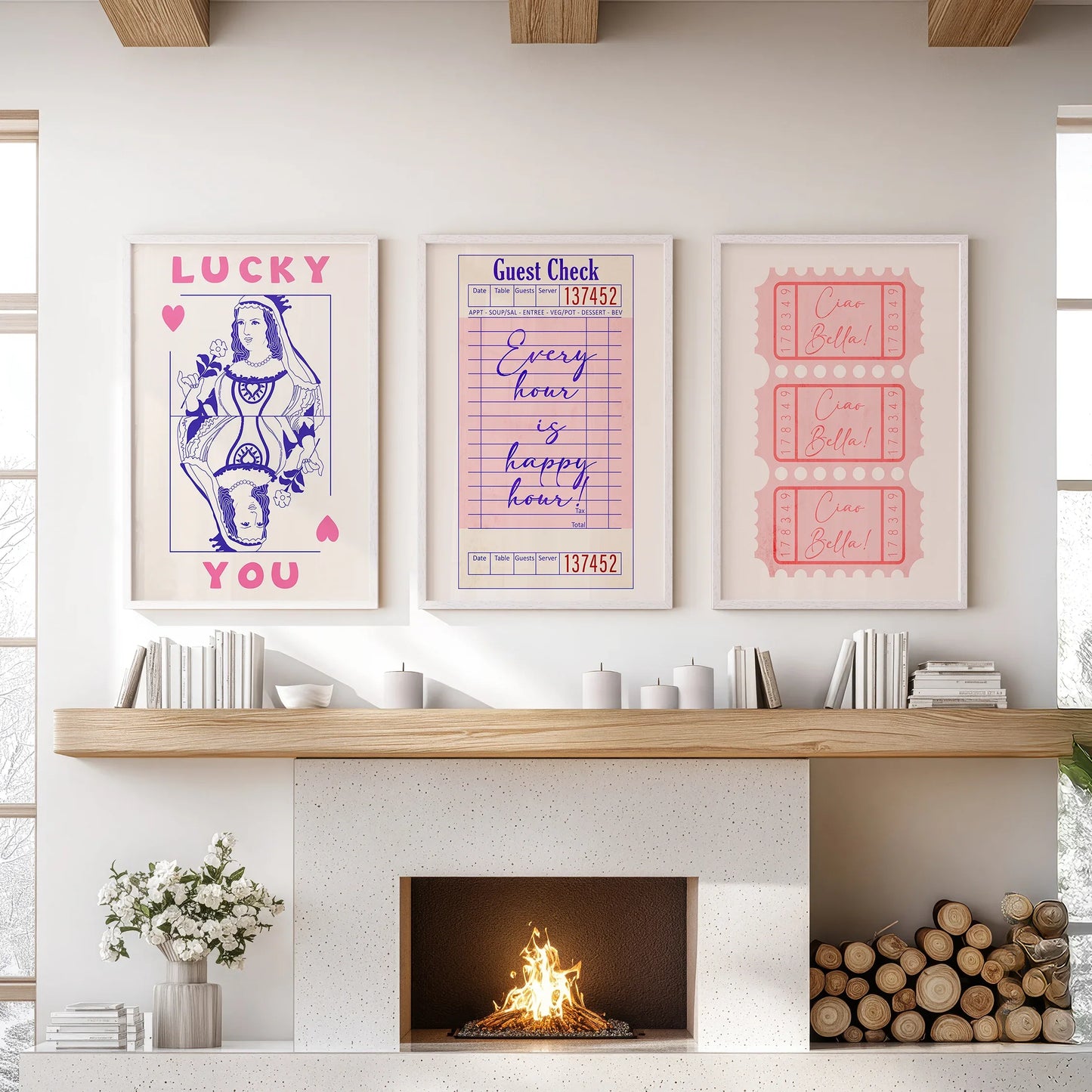 Guest Check Playing Card Retro Dopamine Wall Art Set