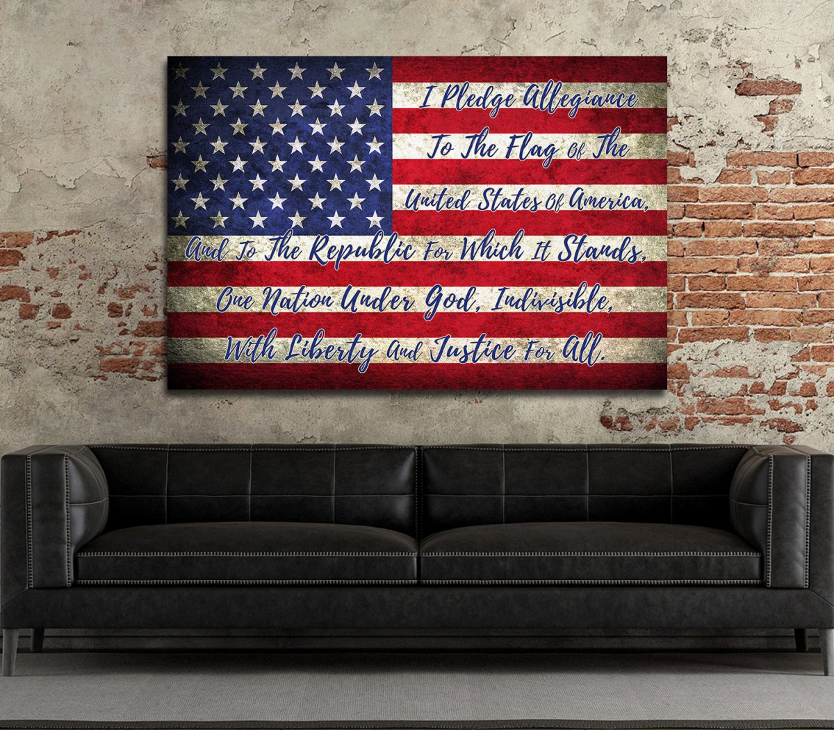 Pledge Of Allegiance USA Flag Canvas Wall Art