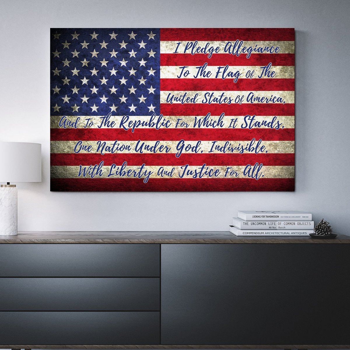 Pledge Of Allegiance USA Flag Canvas Wall Art