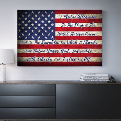 Pledge Of Allegiance USA Flag Canvas Wall Art