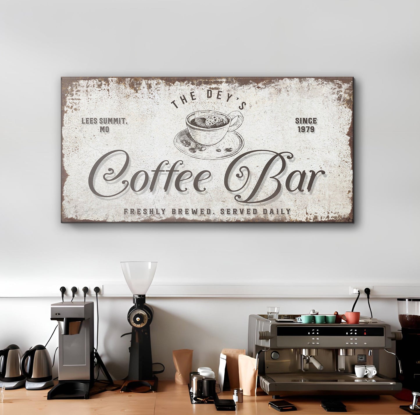 Personalized Coffee Bar Canvas Sign