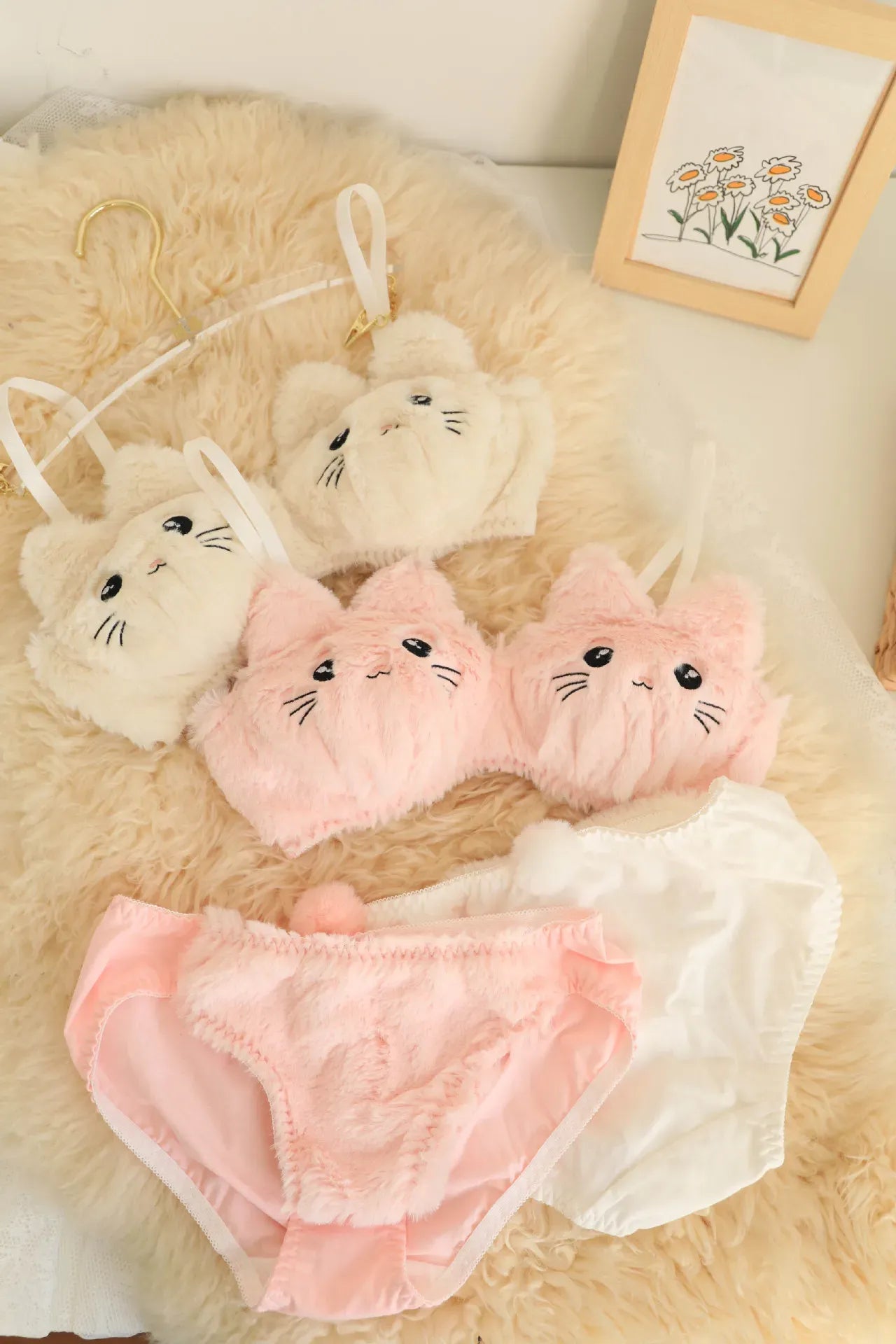 plush bra and panties set for lounging