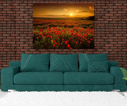 Sunset Poppy Fields Floral Canvas Wall Art