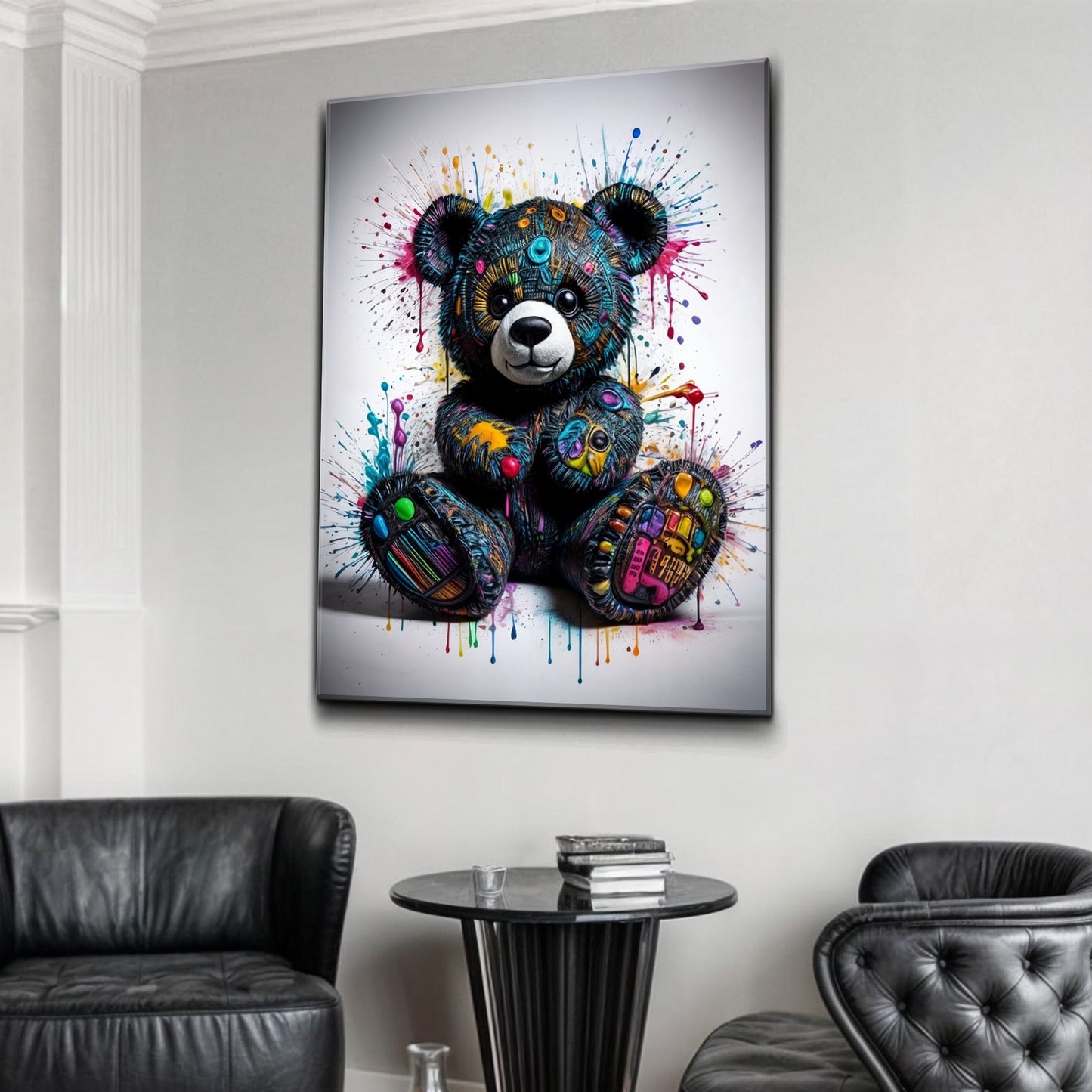 Pop Teddy Bear Colorful Canvas Wall Art