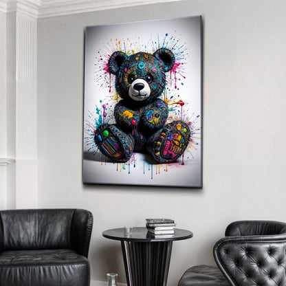 Pop Teddy Bear Colorful Canvas Wall Art