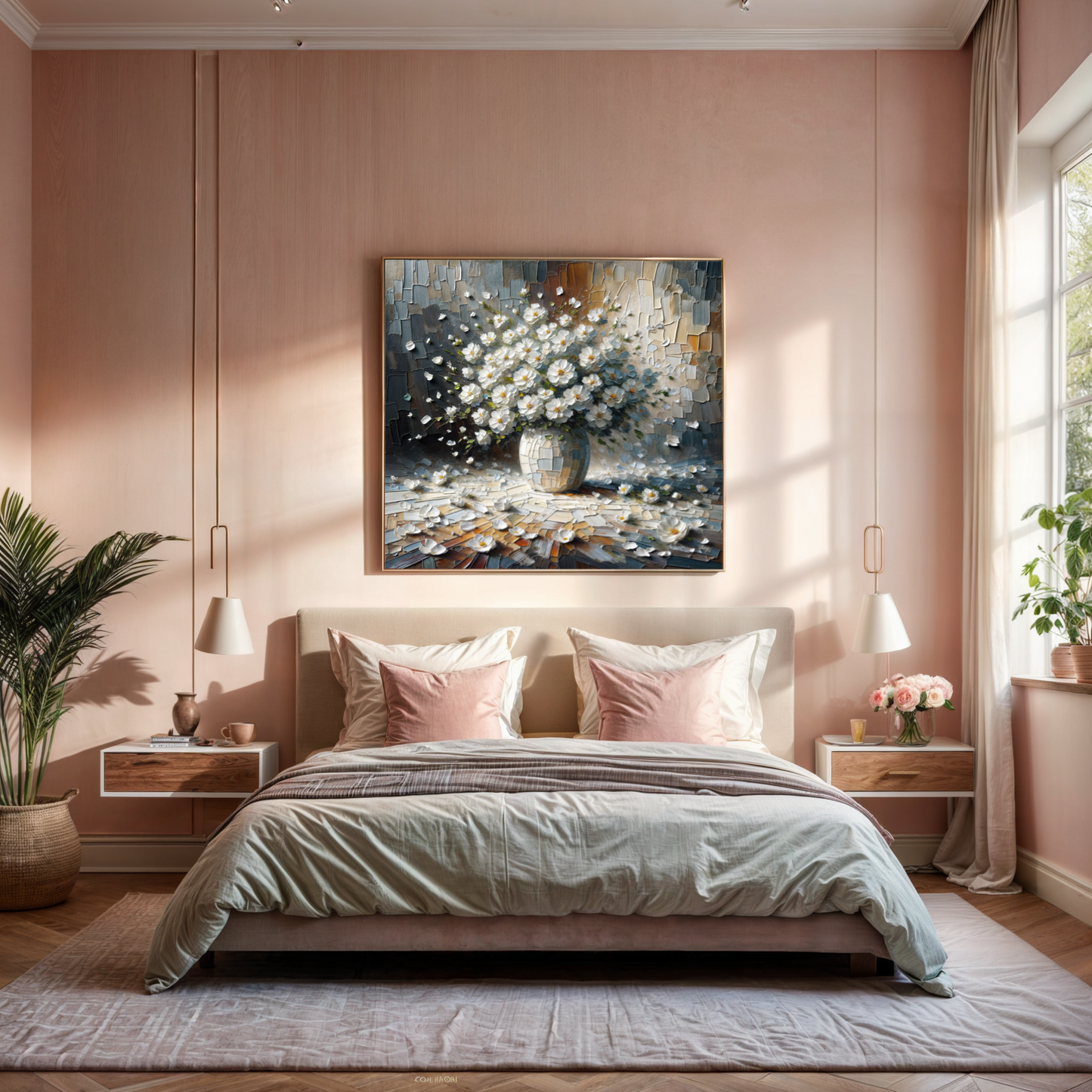 Porcelain Bloom White Floral Canvas Wall Art