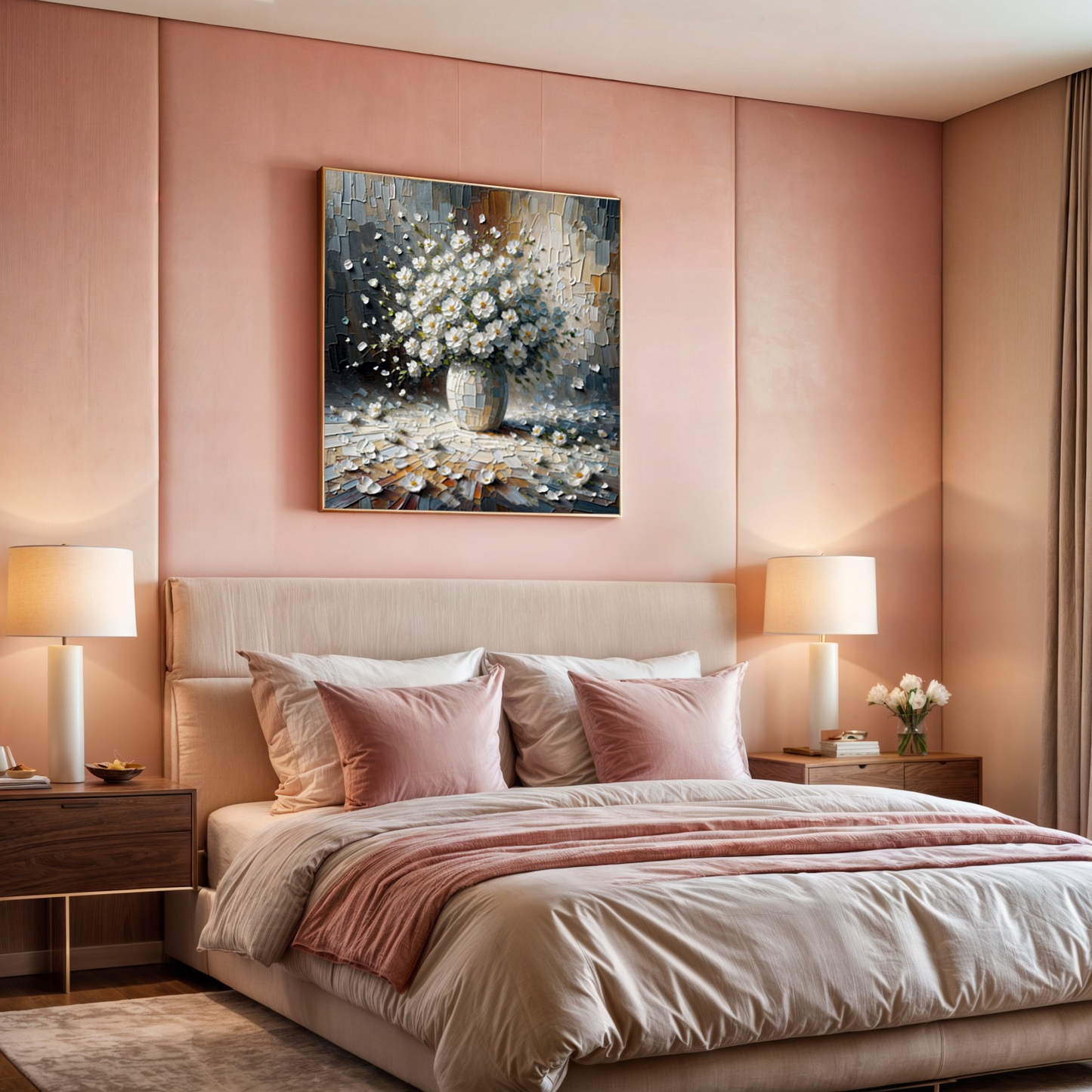 Porcelain Bloom White Floral Canvas Wall Art