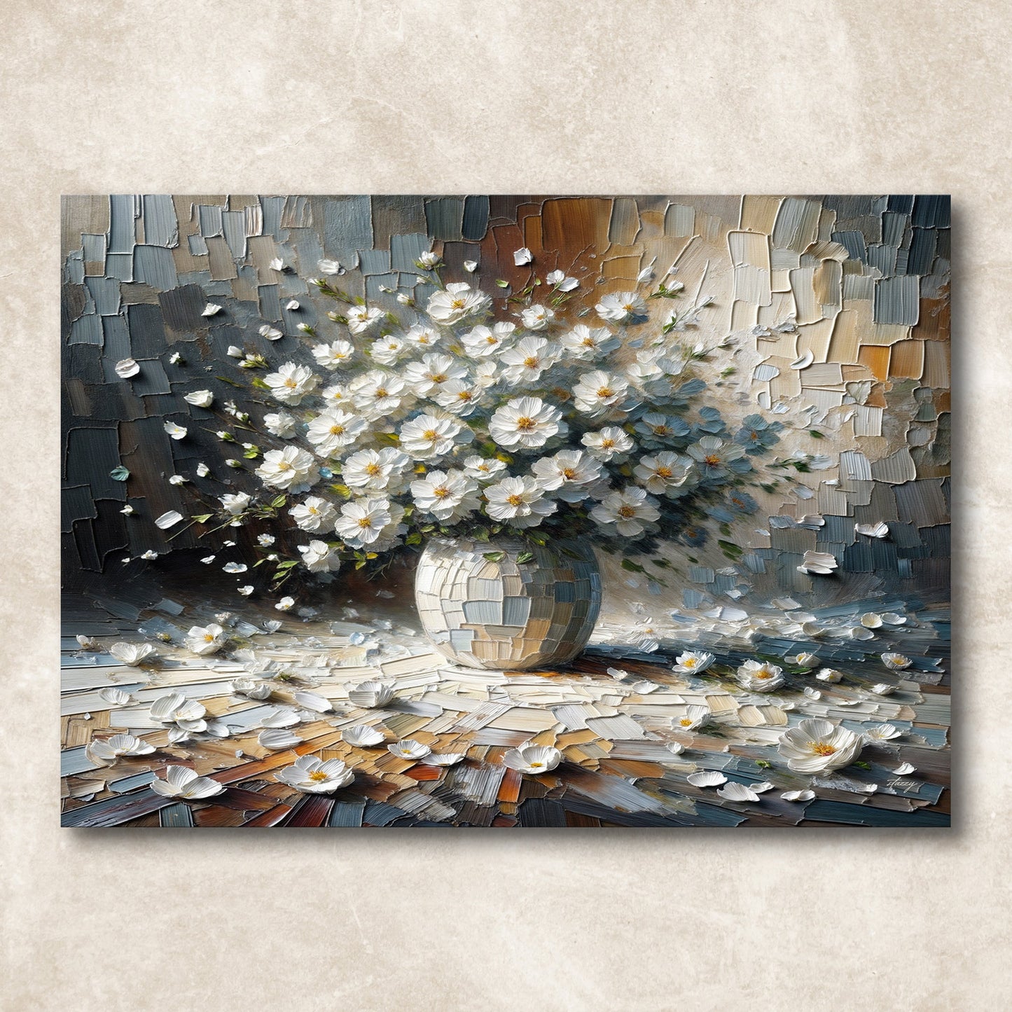 Porcelain Bloom White Floral Canvas Wall Art