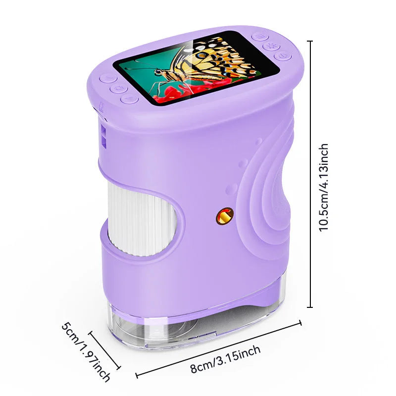portable kids microscope purple color with hd viewing screen for outdoor exploration