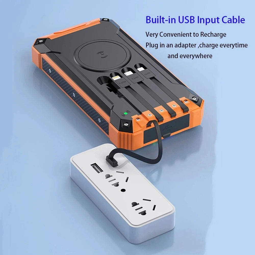 power bank recharging with built-in USB input cable