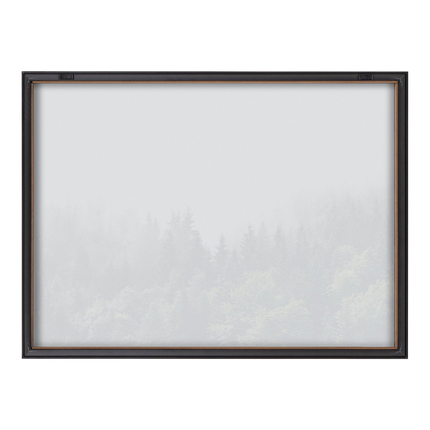 Lush Green Forest Foggy Day Framed Glass Wall Art