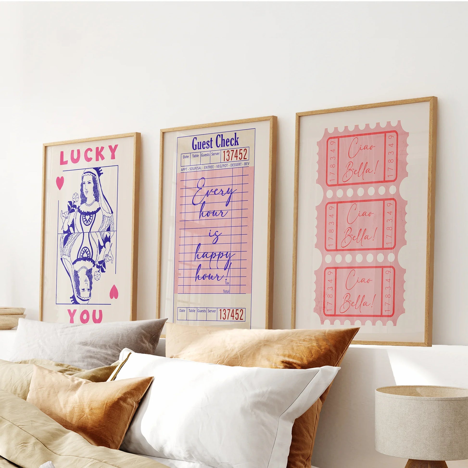 Guest check playing card retro dopamine wall art print set