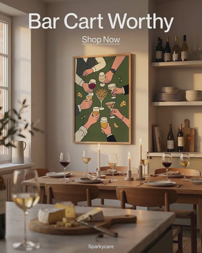 Retro Cocktail Table Art, Framed Bar Cart Decor