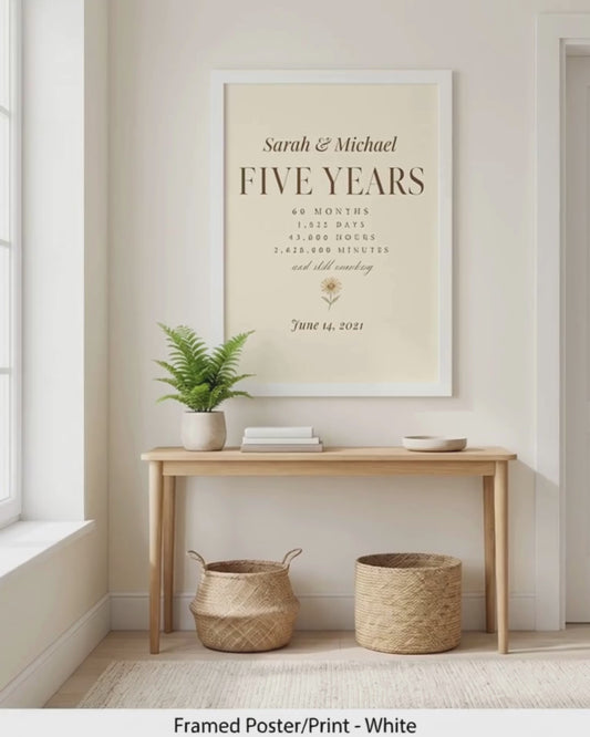 Personalized 5 Year Anniversary Print