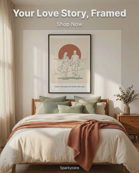 Romantic Couples Wall Art - Framed Above Bed Decor
