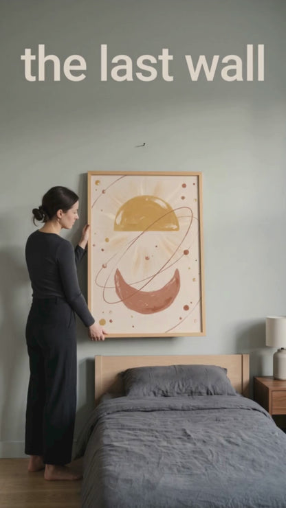Celestial Sun and Moon Wall Art - Golden Arc Boho Terracotta Print