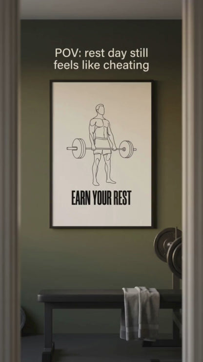 Verdien dir deine Pause – Minimalistisches Poster fürs Fitnessstudio zum Thema Kreuzheben