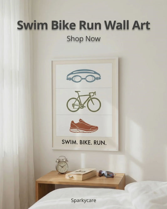 Swim Bike Run Poster: Minimalist Triathlon Icons Wall Art
