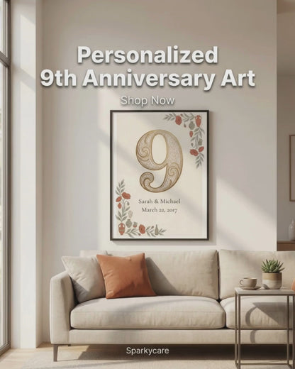 Personalized 9th Anniversary Wall Art