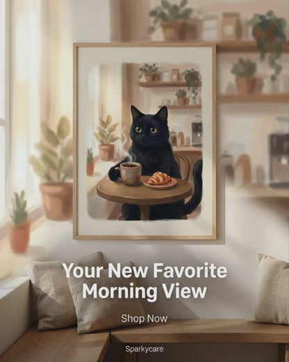 Wandbild „Kaffeekatze“ – Das gemütliche Morgenposter, das Ihrer Küche noch gefehlt hat