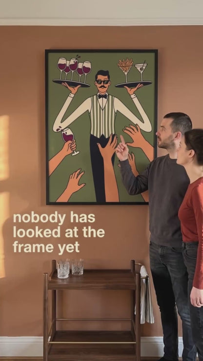 Retro ober bar kunst, ingelijste wanddecoratie voor obers