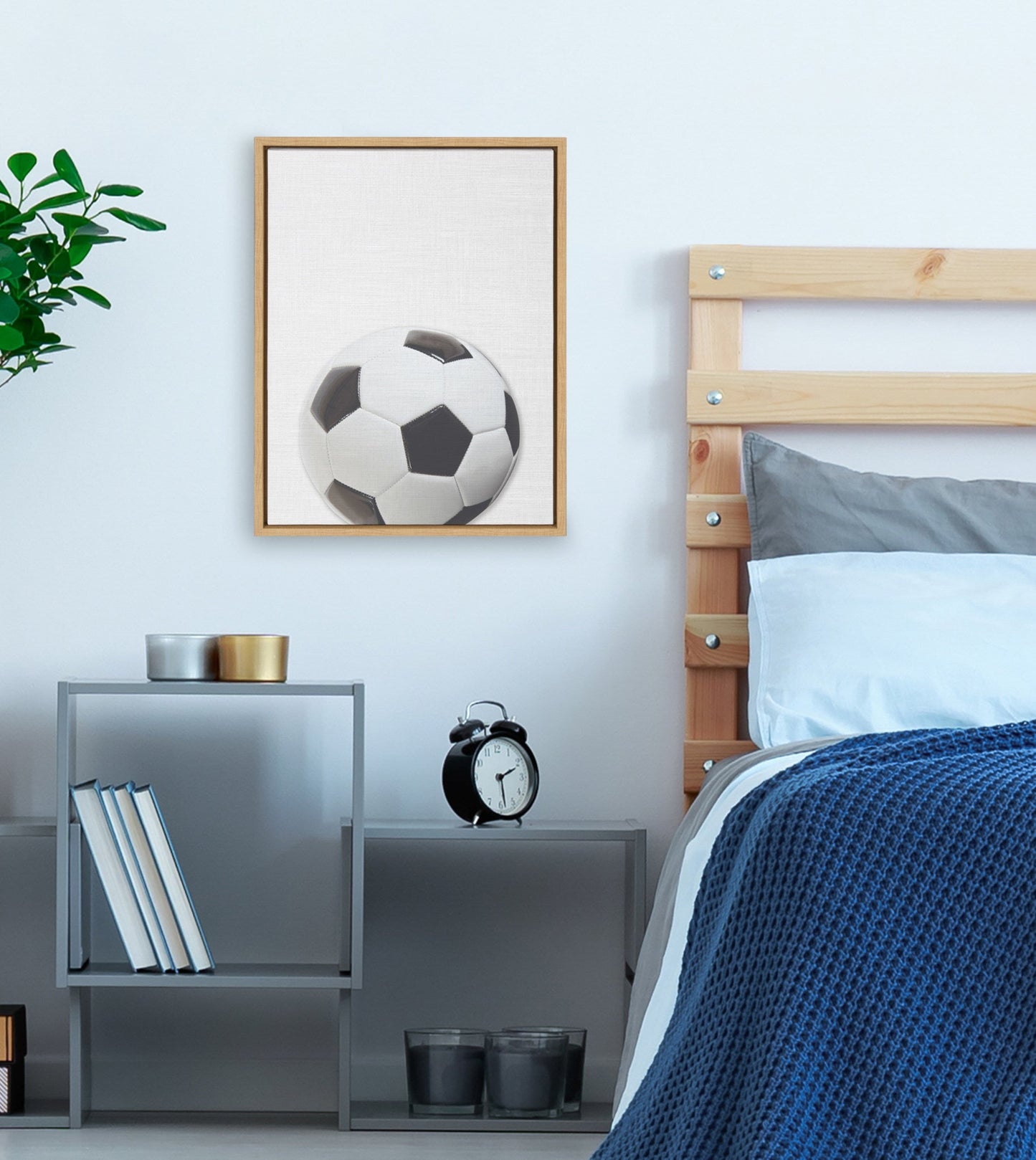 Color Soccer Ball Framed Canvas Wall Art
