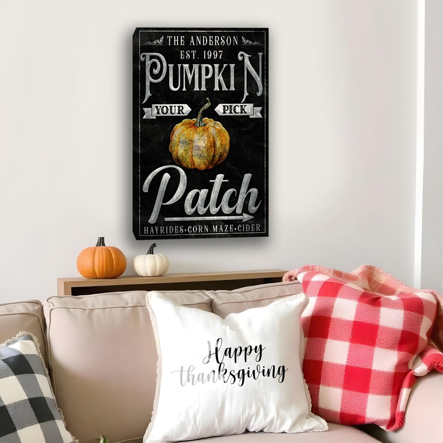 Vintage Pumpkin Patch Thanksgiving Canvas Sign