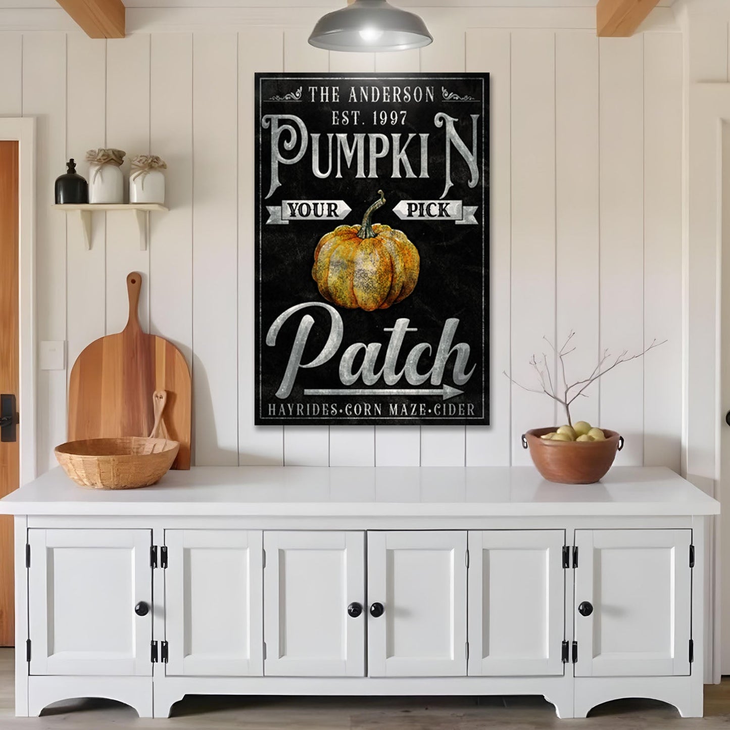 Vintage Pumpkin Patch Thanksgiving Canvas Sign