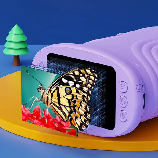purple kids microscope showing butterfly image detail on hd display