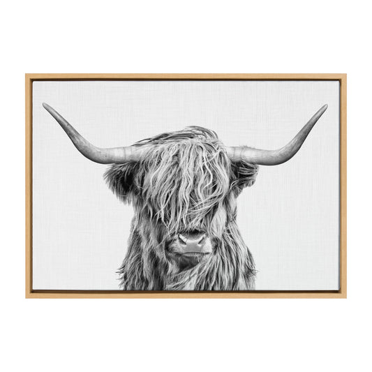 Sylvie Highland Cow 2 Framed Canvas by Simon Te of Tai Prints