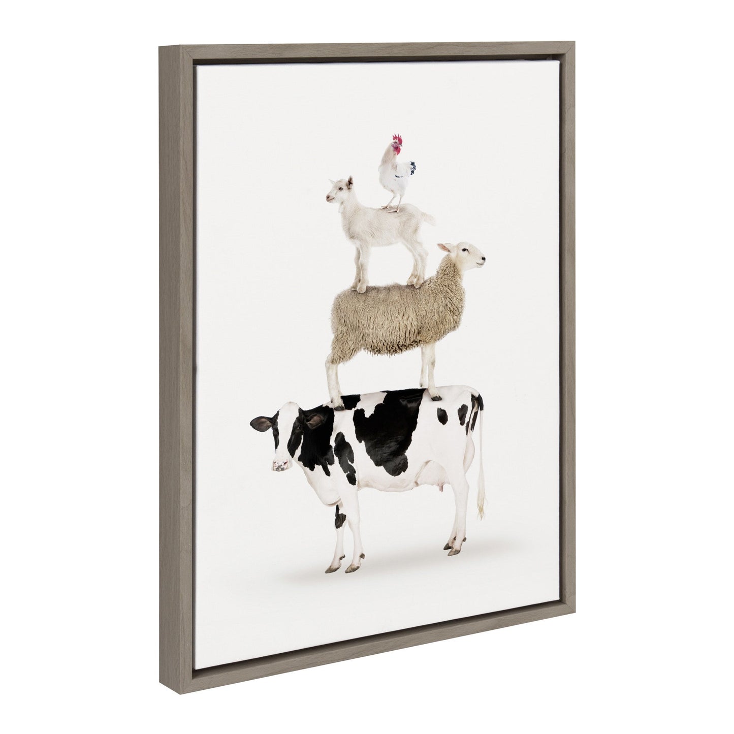 Stacked Farm Animals Framed Canvas Wall Art