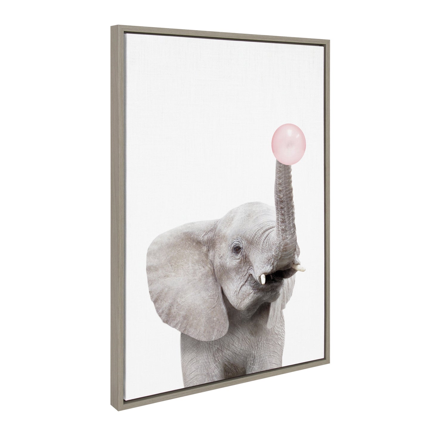Bubble Gum Elephant Framed Canvas Wall Art