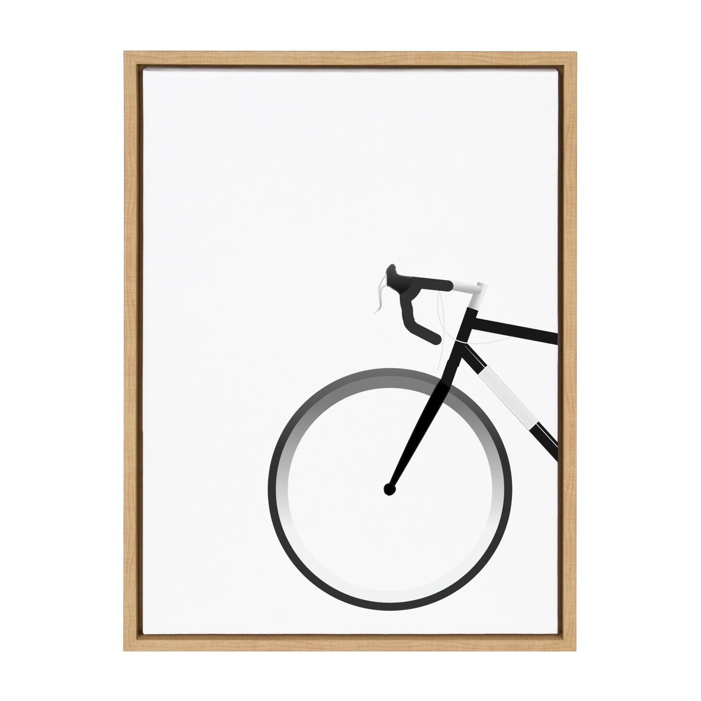 Whimsical bicycle framed canvas wall art in a natural-finish frame, easy to hang