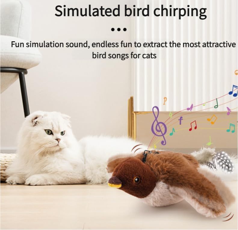 rechargeable bird sound cat toy close-up